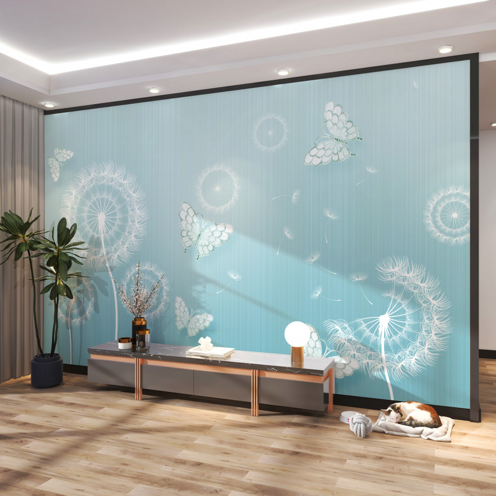 Fototapeta kompozycja mniszek lekarski i motyli