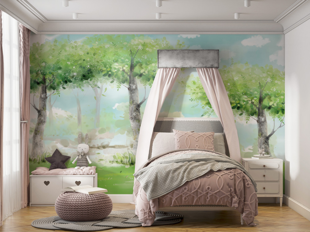 Fototapeta jelenie w kwitnącym lesie