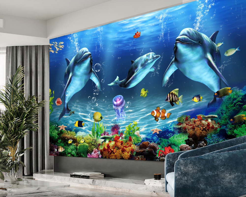 Fototapeta delfiny pod wodą