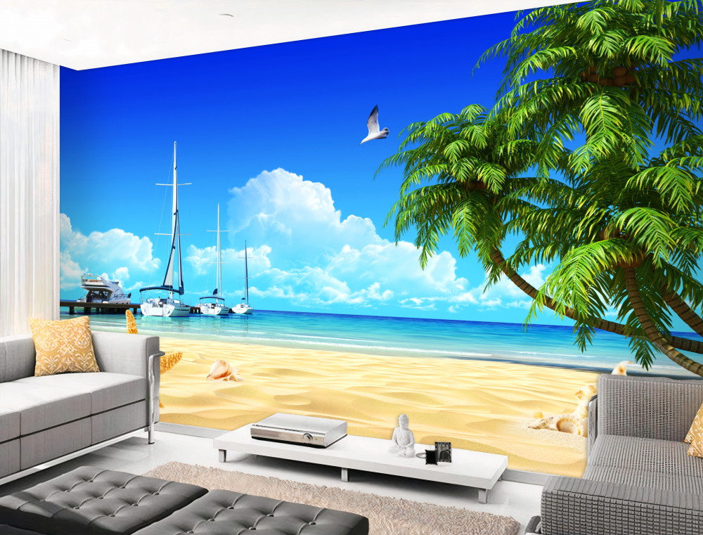 Fototapeta łodzie przy nabrzeżu na piaszczystym brzegu