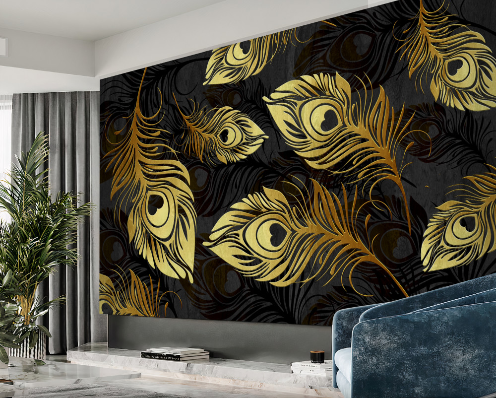 Fototapeta bardzo piękne złote pióra