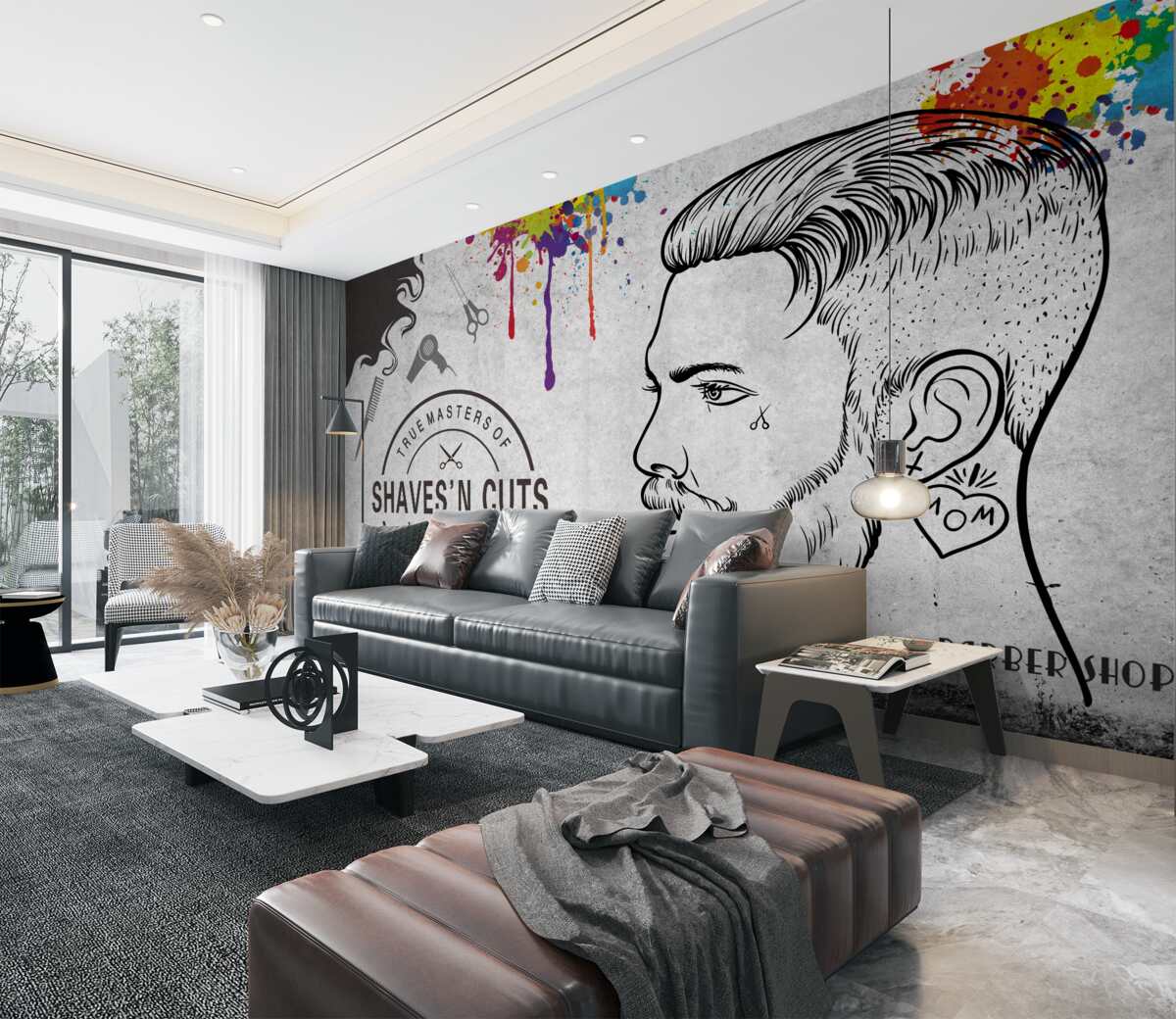 Fototapeta Reklama salonu fryzjerskiego na ścianie