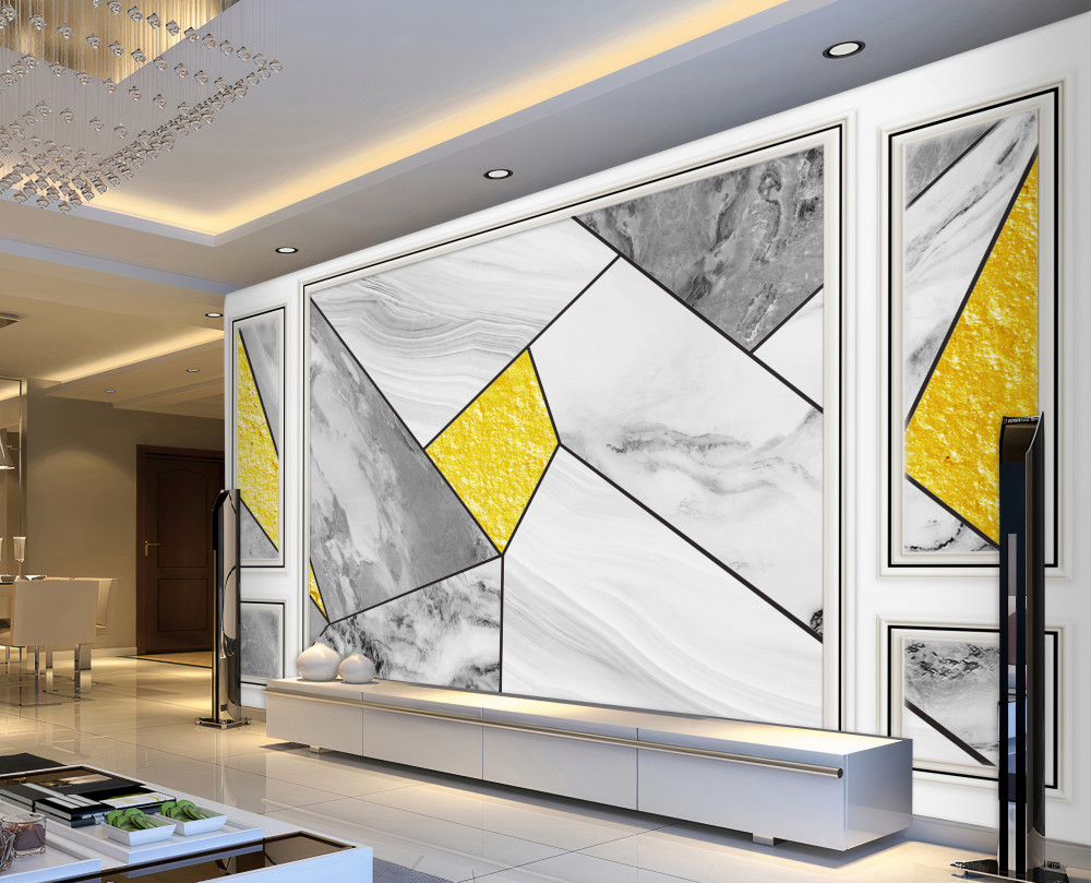 Fototapeta szara mozaika ze złotymi akcentami