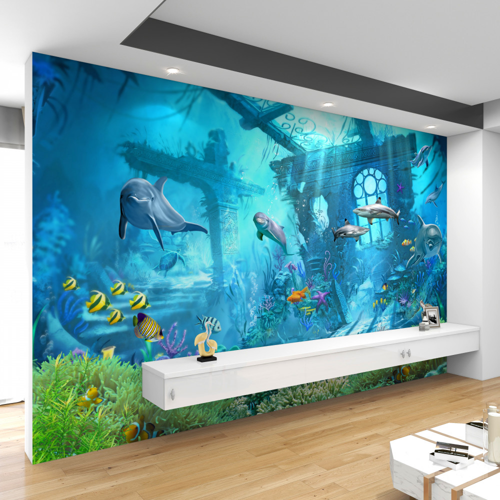 Fototapeta delfiny na dnie morza