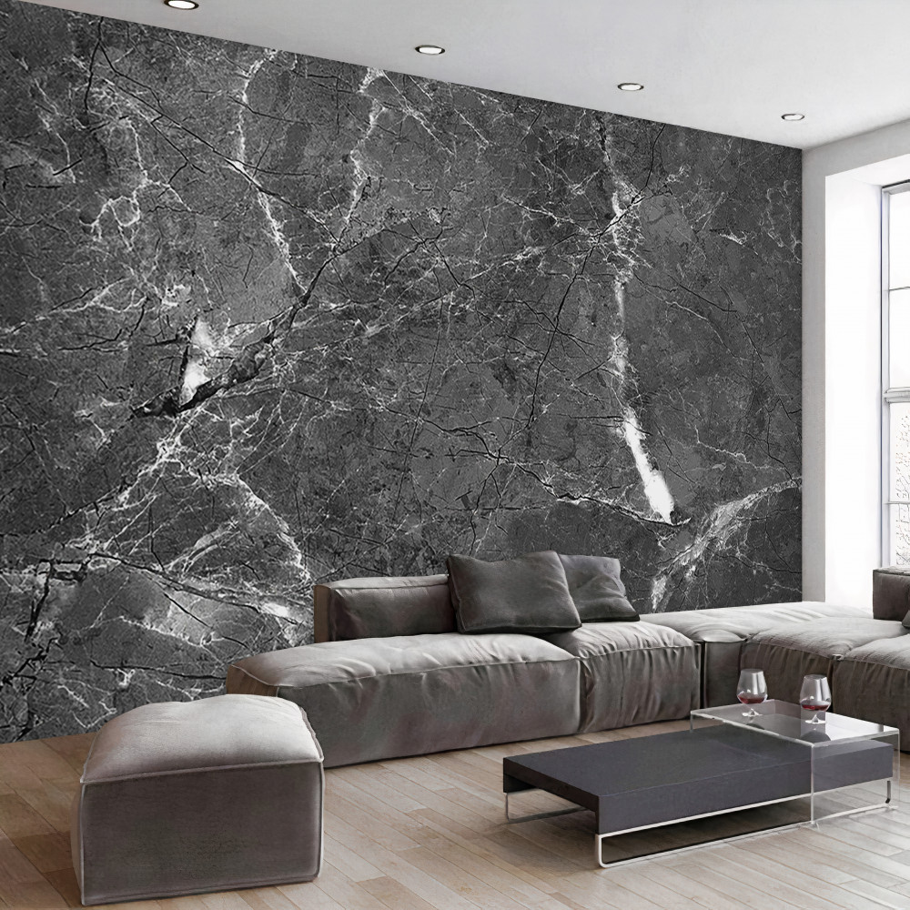 Fototapeta szary marmur z białymi krzywiznami