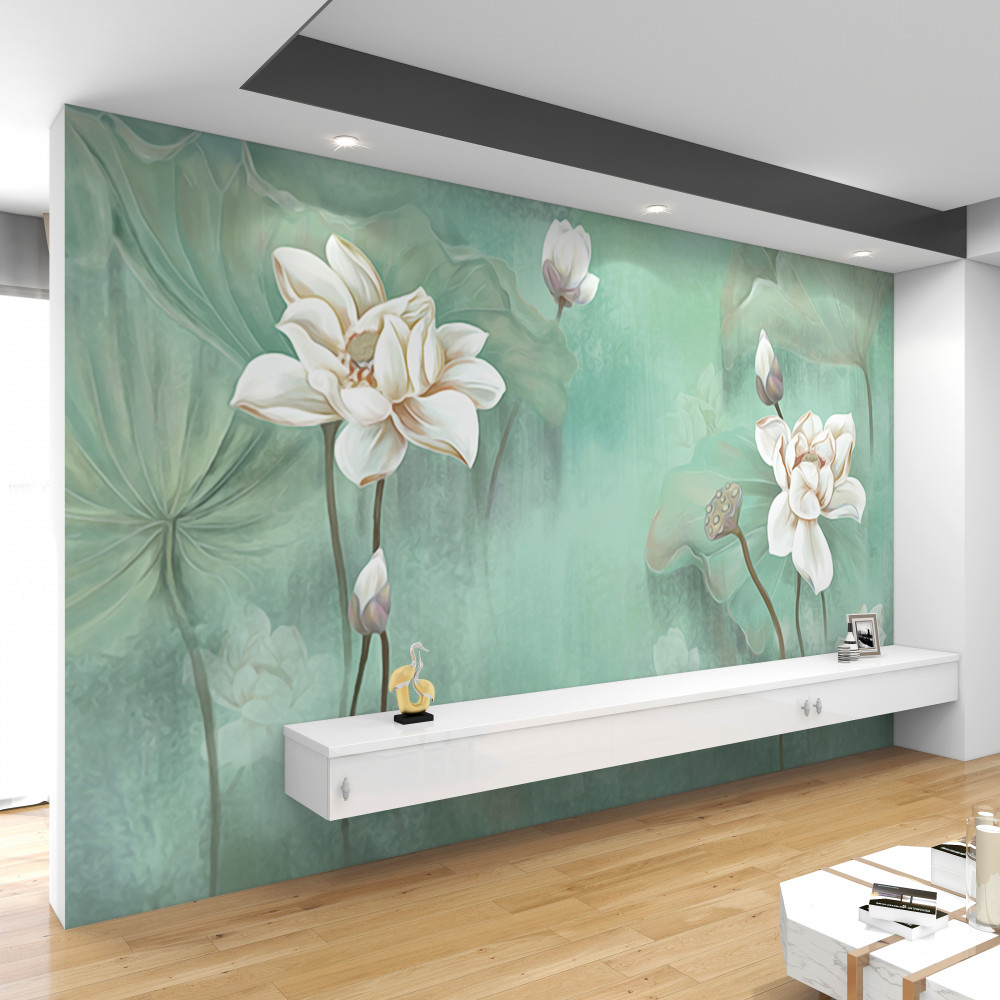 Fototapeta Chińskie białe lotosy