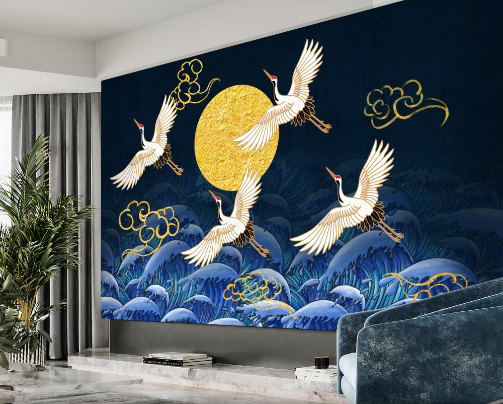 Fototapeta stado żurawi leci do domu