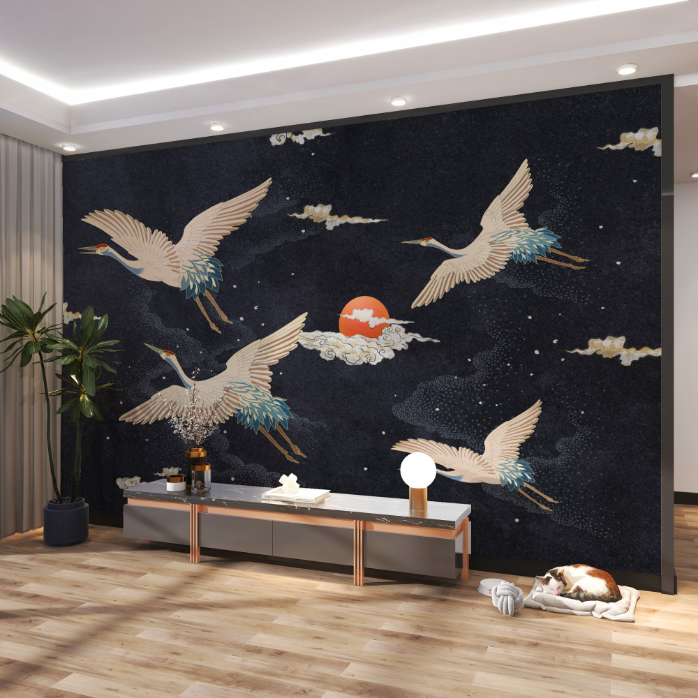 Fototapeta żurawie latają w poszukiwaniu ciepła