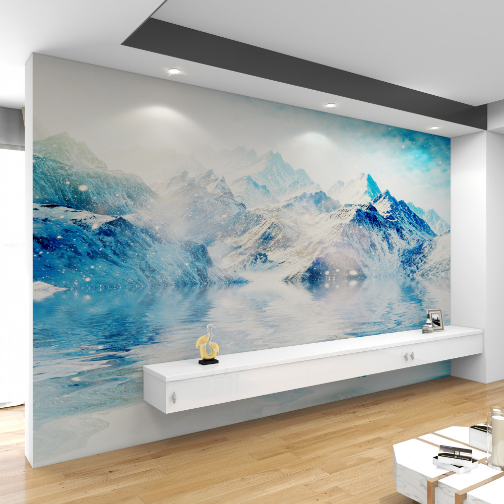 Fototapeta zimny poranek w zamarzniętym jeziorze