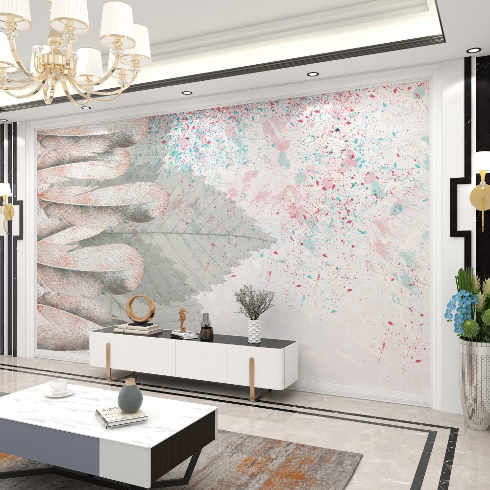 Fototapeta pióra i liście modrzewia