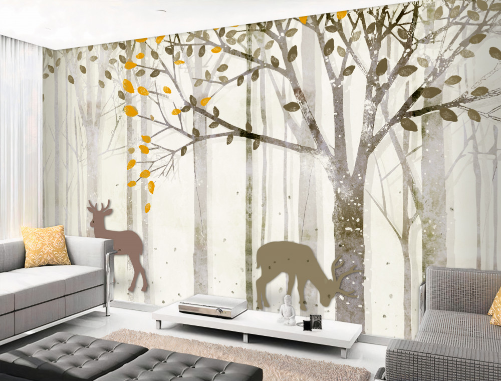 Fototapeta jelenie w smukłym jesiennym lesie