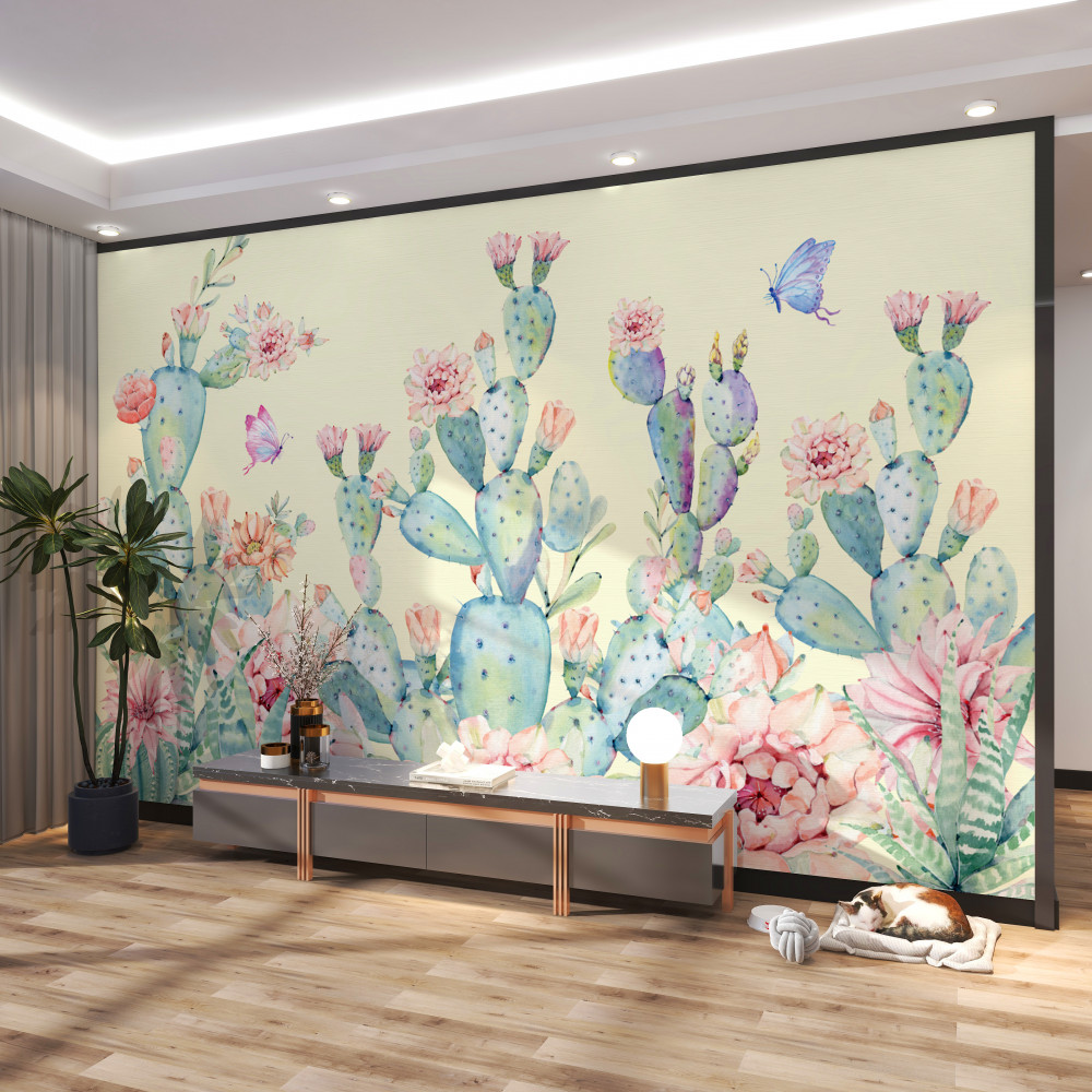 Fototapeta akwarela delikatne kaktusy