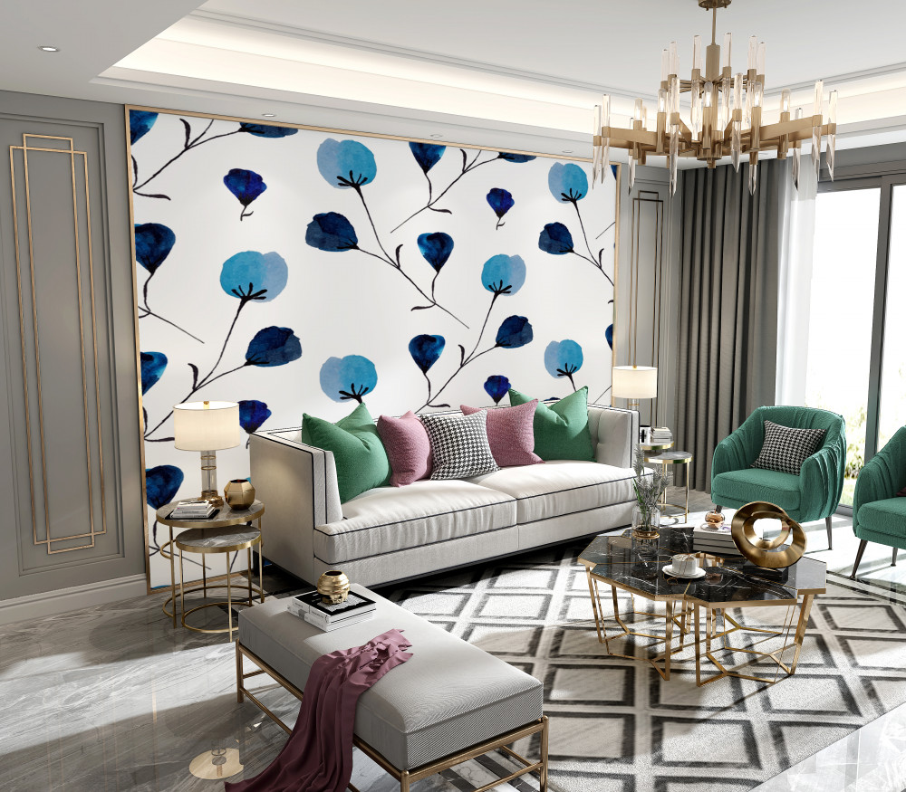 Fototapeta niebieskie bawełniane kwiaty