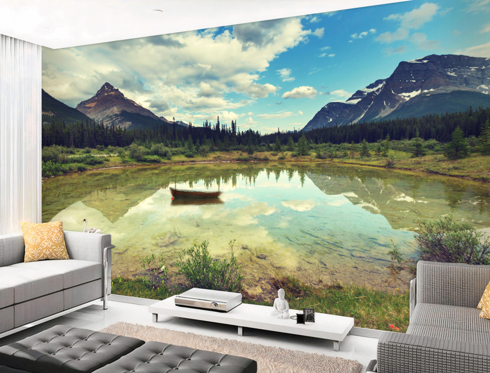 Fototapeta jezioro wśród gór skalistych