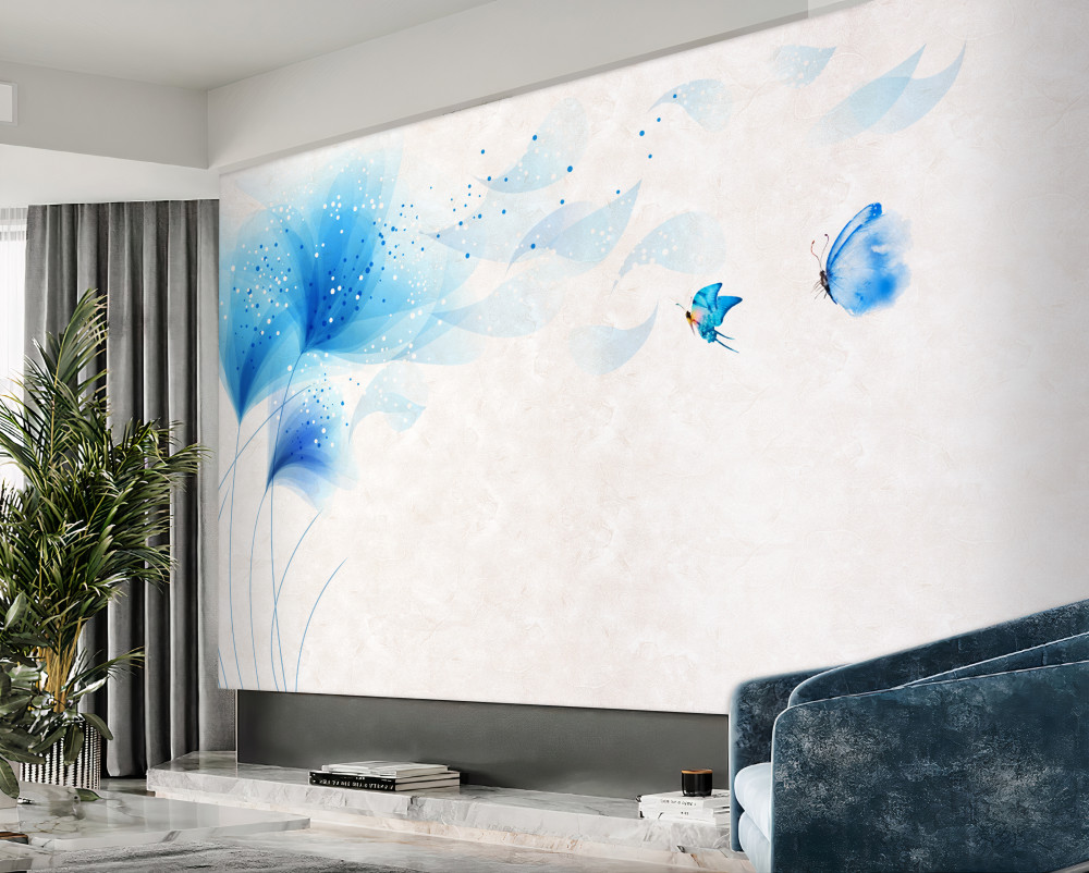 Fototapeta wektor lilie i niebieskie motyle