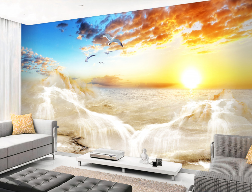 Fototapeta mewy o zachodzie słońca