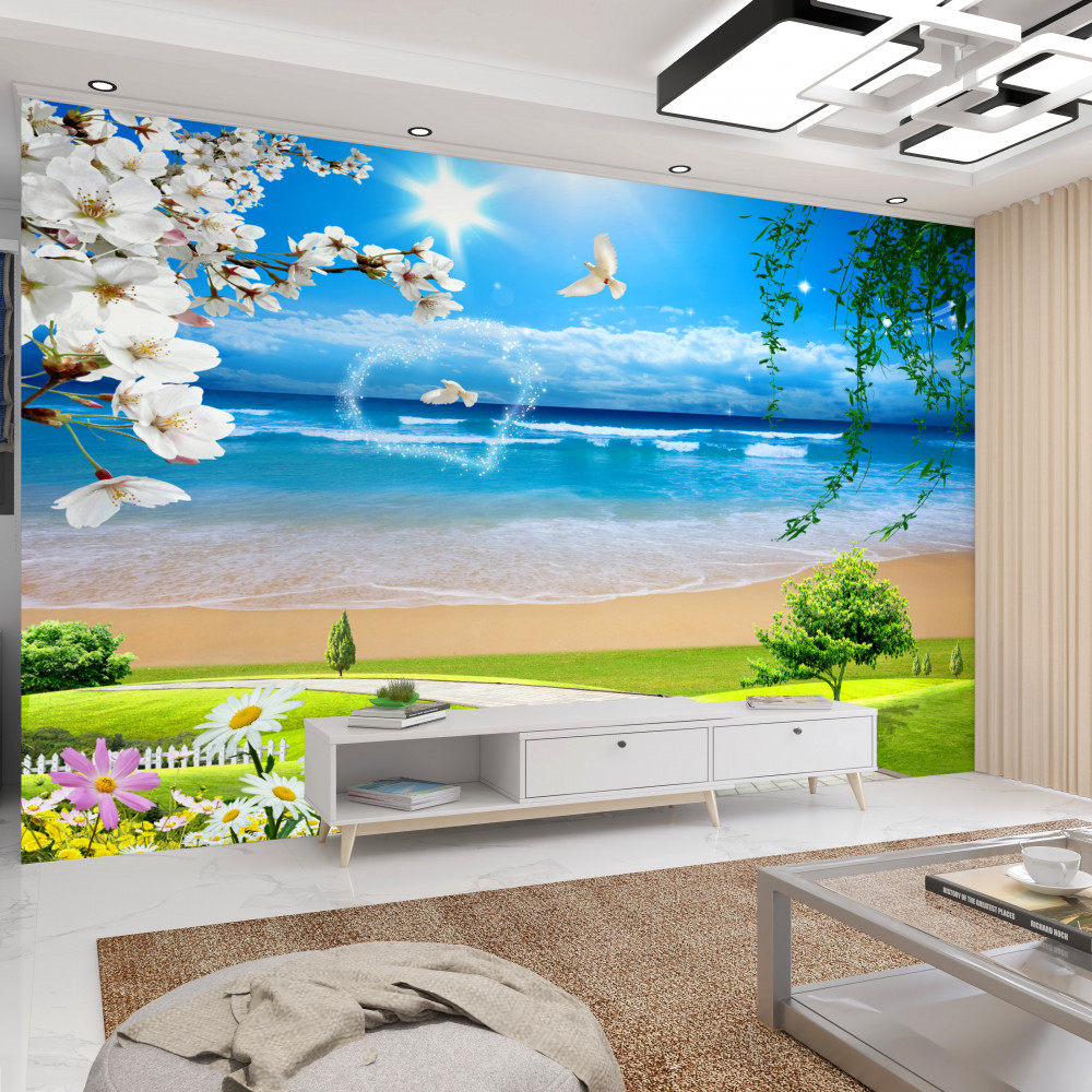 Fototapeta zielone łąki nad oceanem