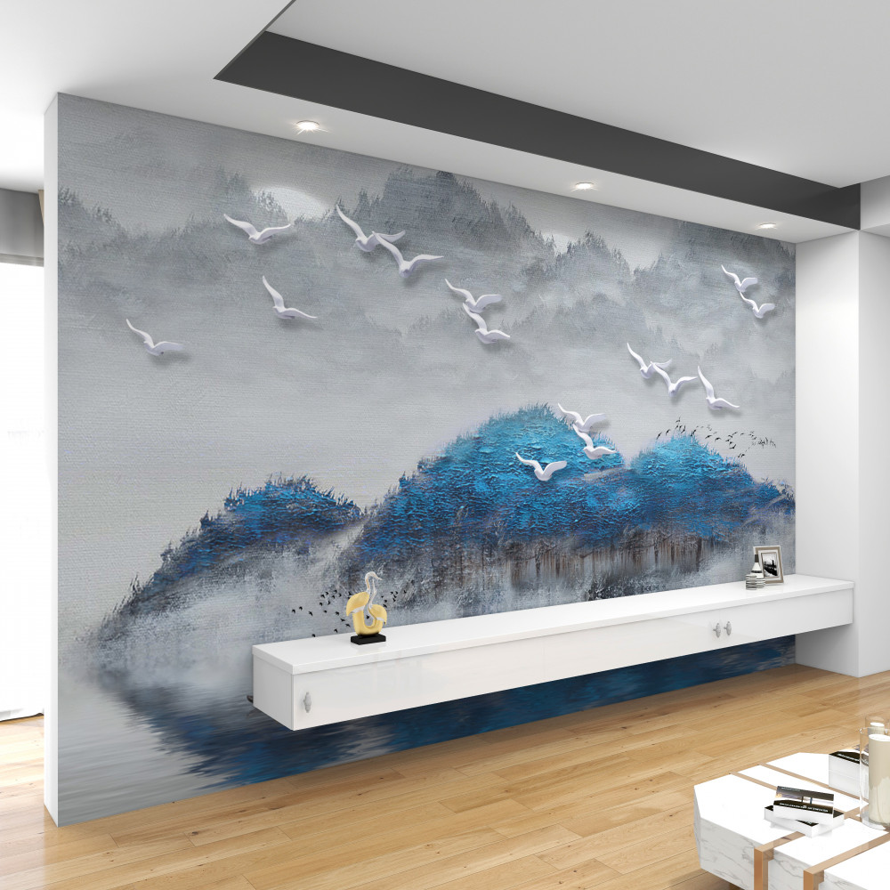 Fototapeta mewy odlatują od jeziora