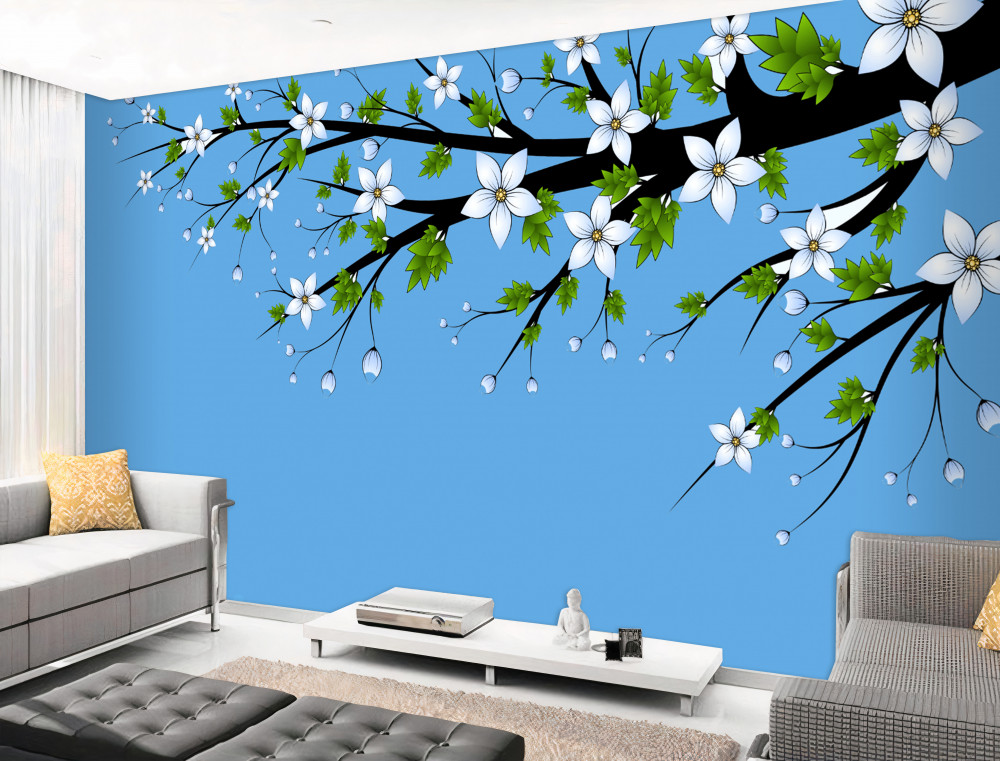 Fototapeta gałązka z kwitnącymi białymi kwiatami