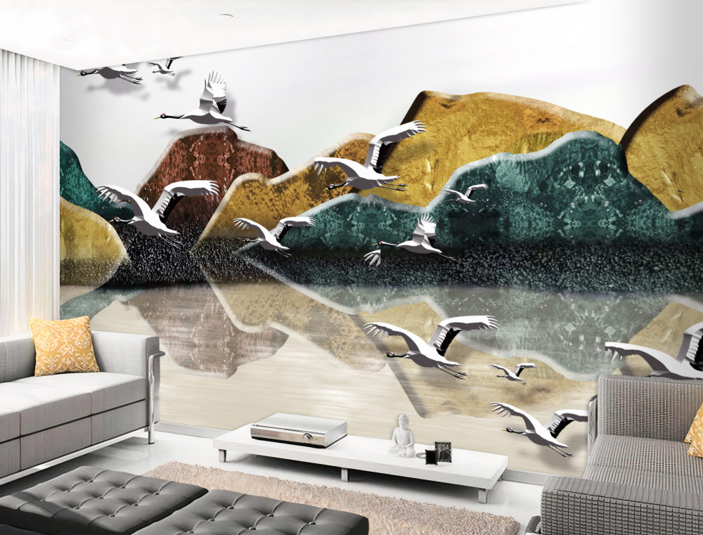 Fototapeta ciche górskie jezioro i ptaki