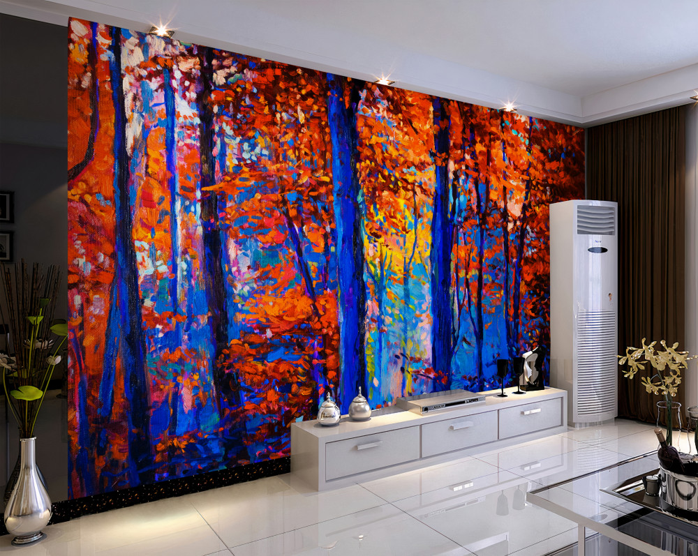 Fototapeta kontrast jesiennych kolorów w lesie