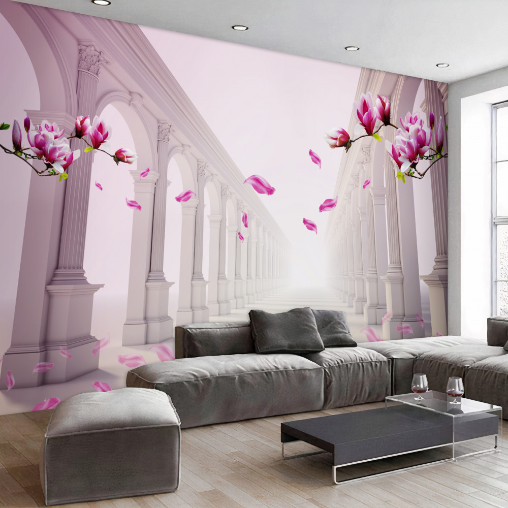 Fototapeta niekończący się tunel kwitnący w magnolii