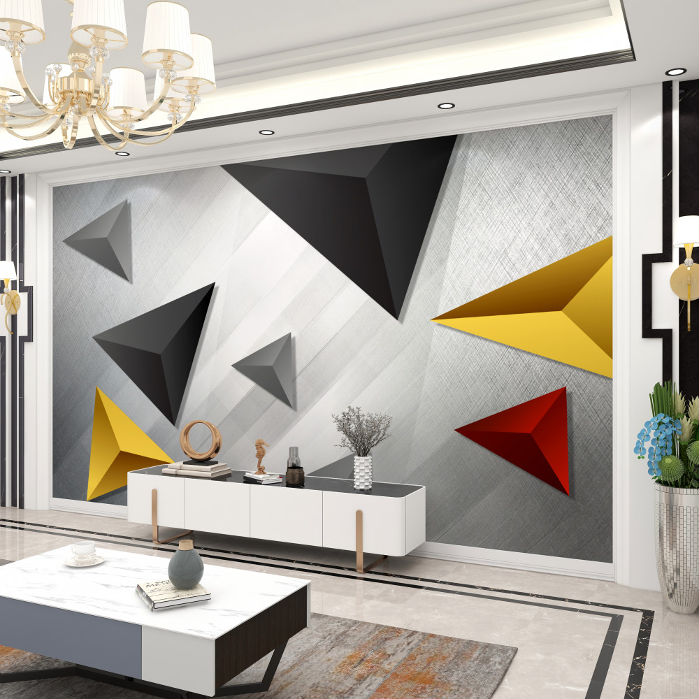 Fototapeta pływające trójkąty w różnych kolorach