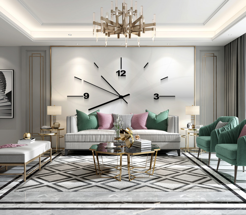 Fototapeta biało-szary zegar ścienny z 4 cyframi