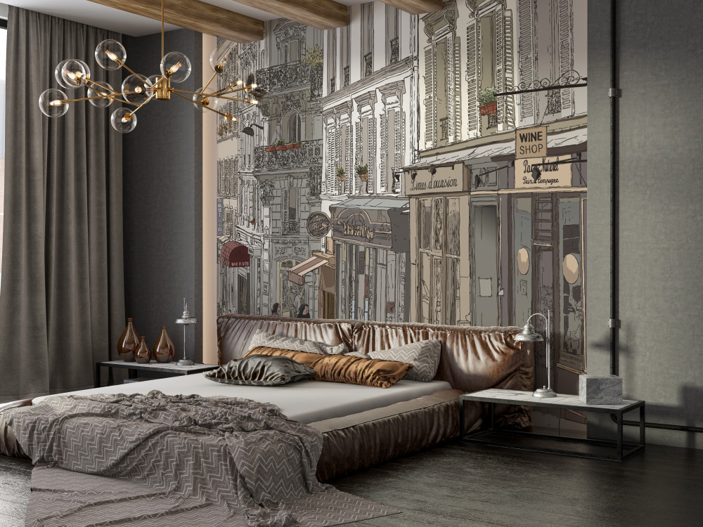 Fototapeta Ilustracja przedstawiająca ulicę Montmartre