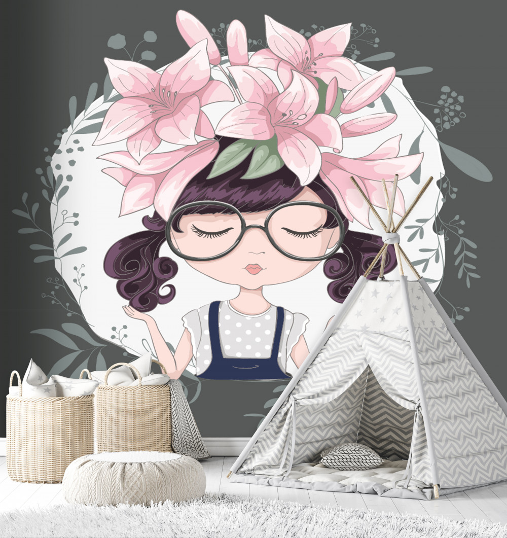 Fototapeta dziewczyna w wieńcu kwiatów