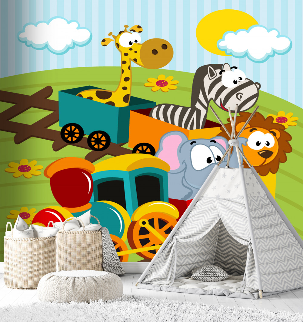 Fototapeta urocze zwierzęta w pociągu