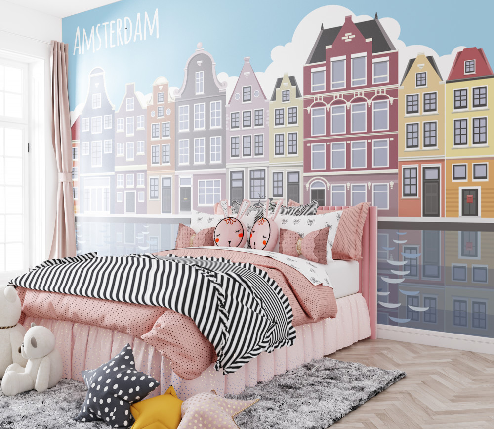 Fototapeta Amsterdam odbity w wodzie