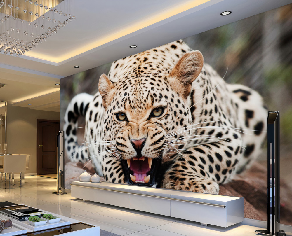 Fototapeta lampart przygotowuje się do skoku