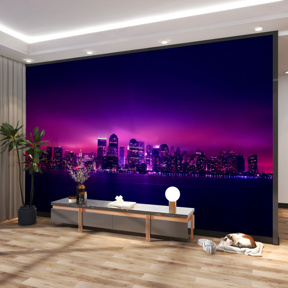 Fototapeta fioletowa poświata nad metropolią
