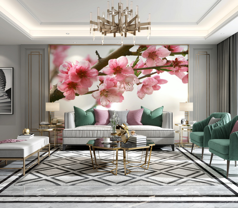 Fototapeta różowa gałąź sakury nad wodą