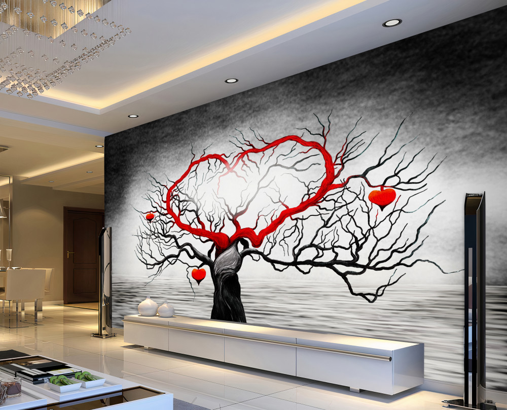 Fototapeta heban i duże czerwone serce