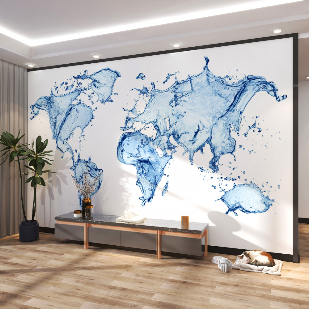 Fototapeta mapa świata wykonana z wody