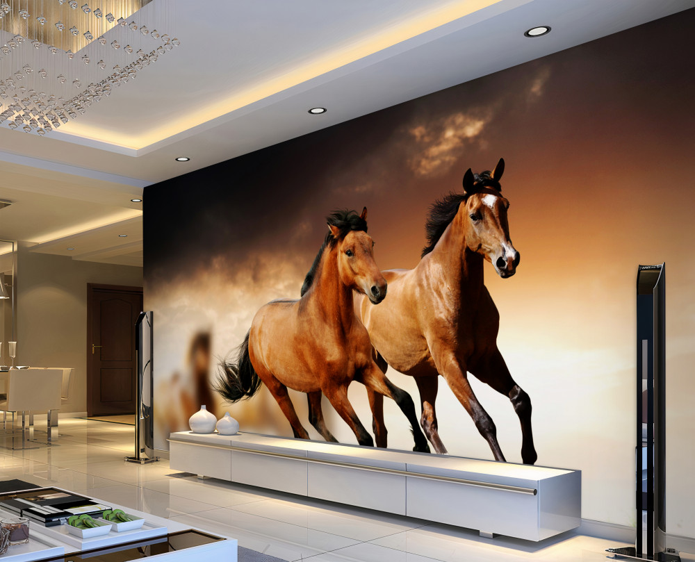 Fototapeta brązowe konie biegają w parach