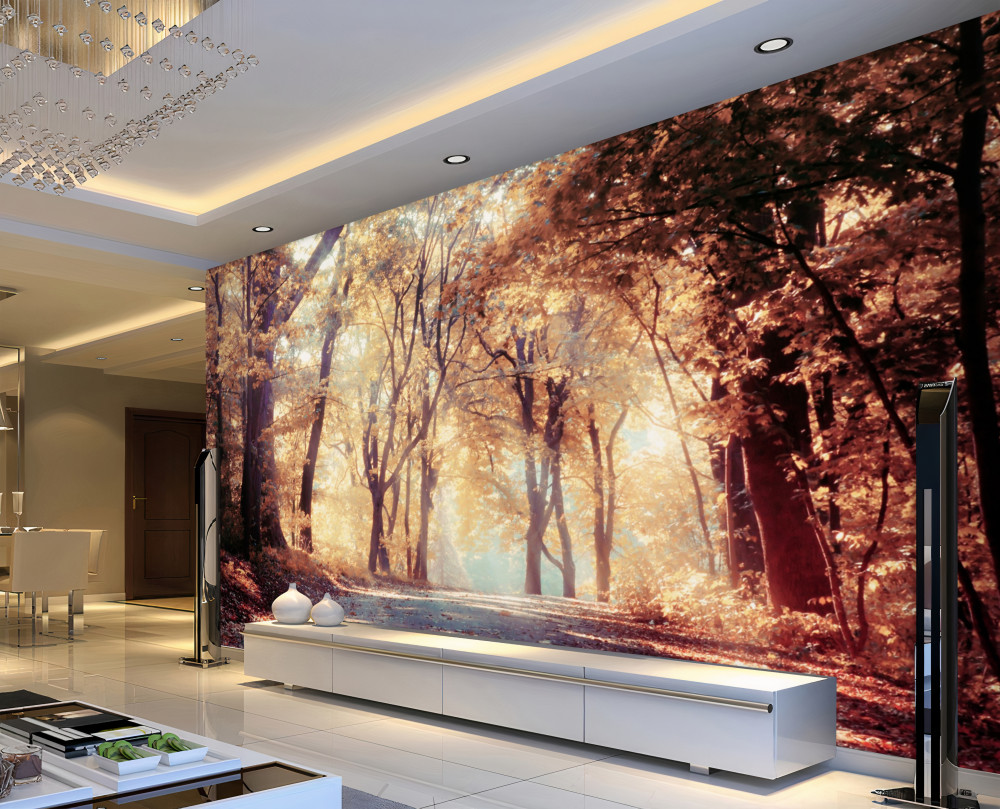 Fototapeta jesienna droga w lekkiej mgle