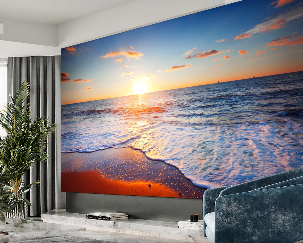 Fototapeta zachód słońca zgasł w falach