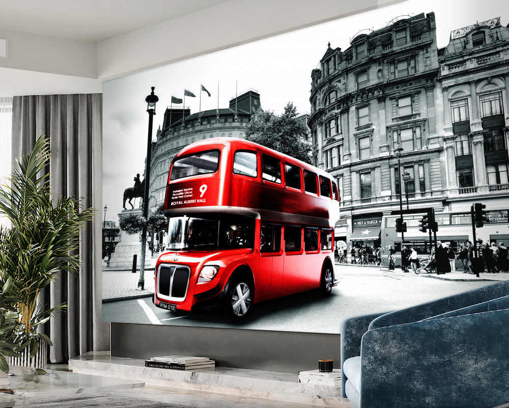 Fototapeta Londyński autobus na ulicy miejskiej