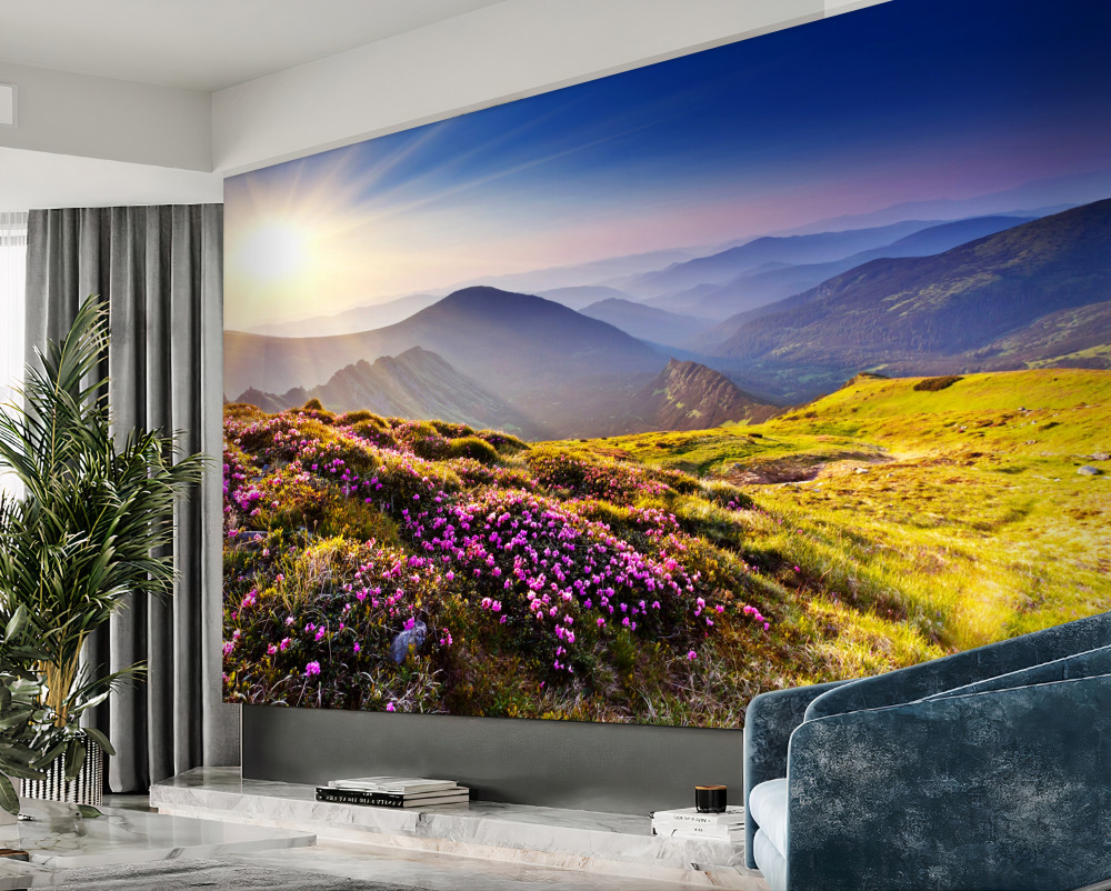 Fototapeta krajobraz szczytu góry o wschodzie słońca