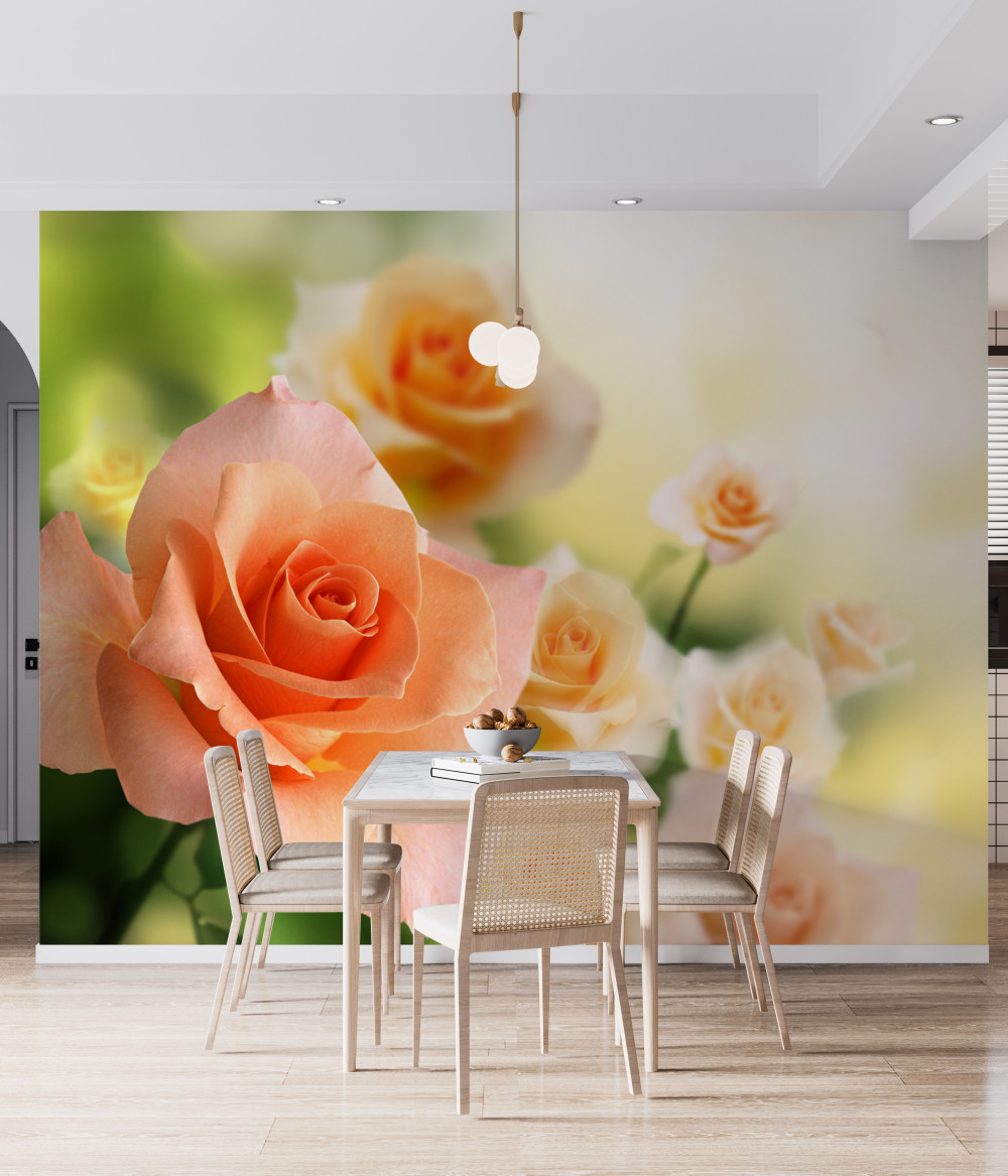 Fototapeta bukiet jasnych róż w sprayu