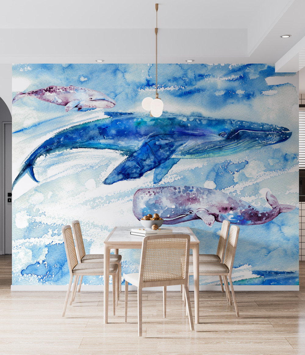 Fototapeta ekstrakcja płetwali błękitnych w wodzie