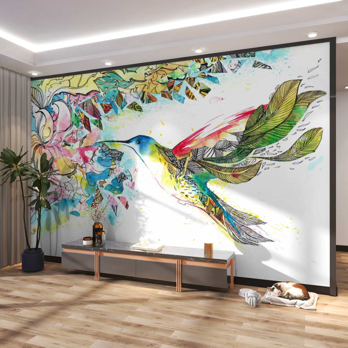 Fototapeta Koliber pije nektar kwiatowy