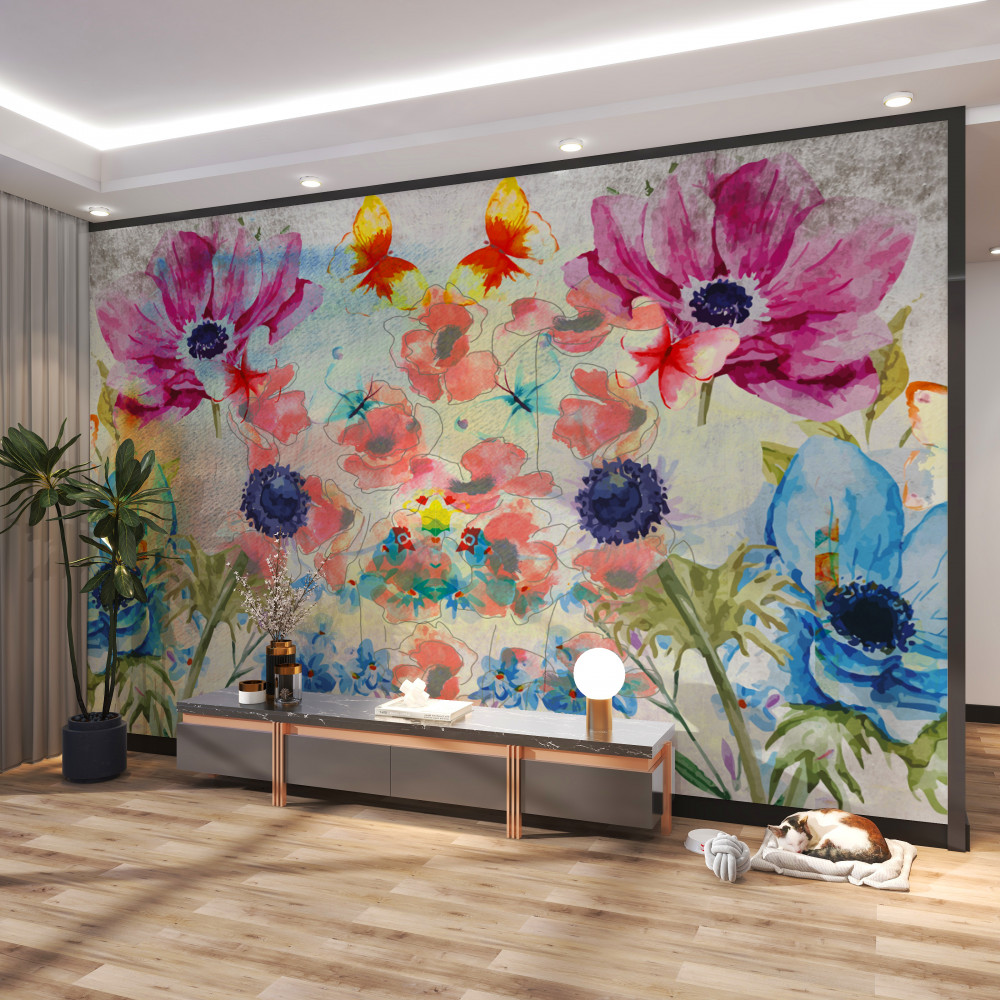 Fototapeta akwarela kolorowe kwiaty