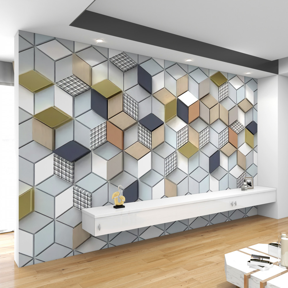 Fototapeta kwadratowe figury wolumetryczne