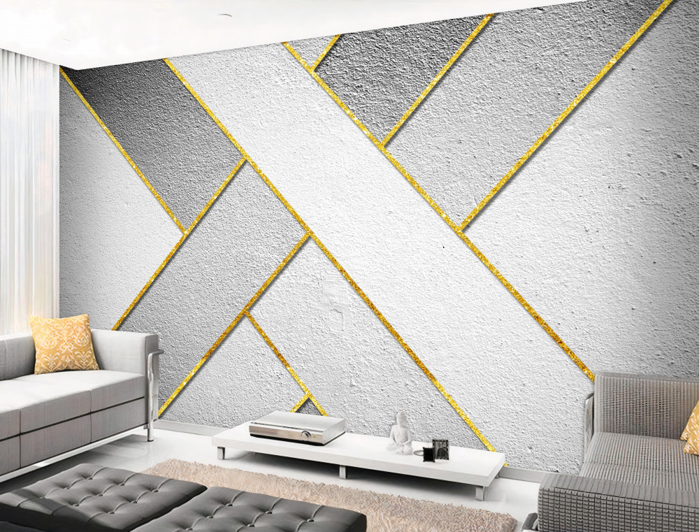 Fototapeta proste linie szare ze złotem