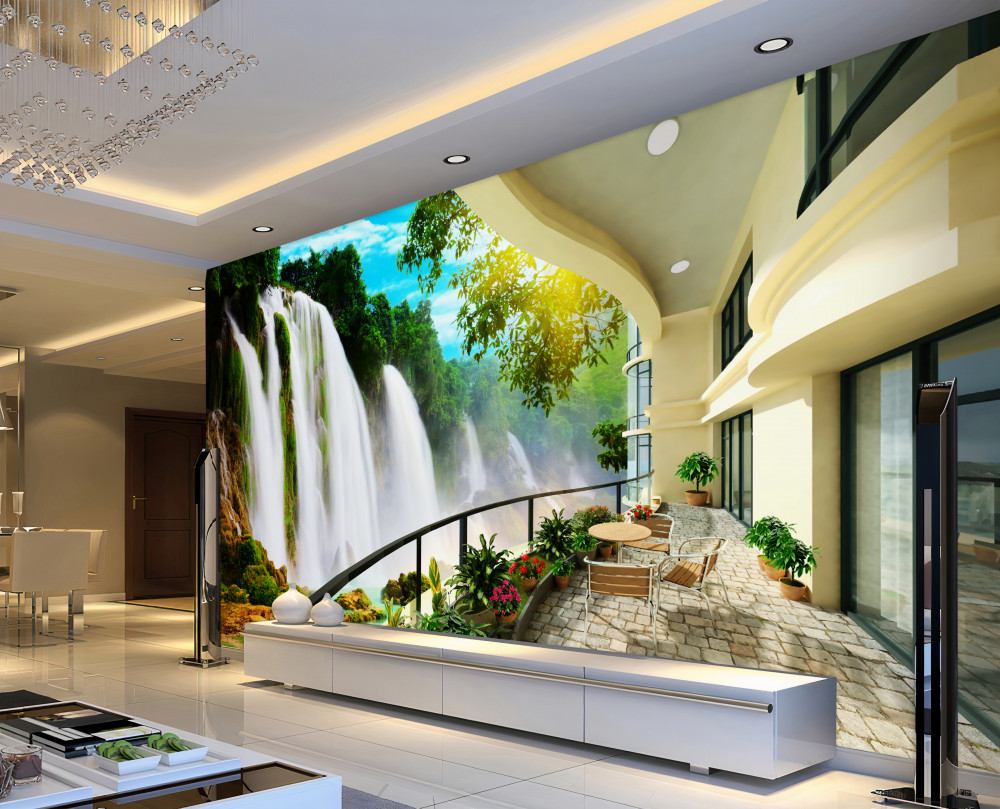 Fototapeta niesamowity taras z widokiem na wodospad