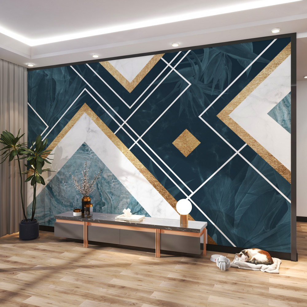 Fototapeta niebieska mozaika z białymi wstawkami